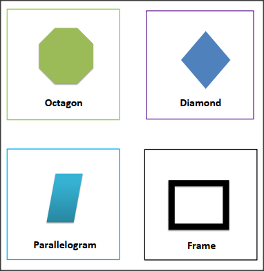 SHAPES FLASH CARDS -Octagon, Diamond, Parallelogram,Frame for preschool