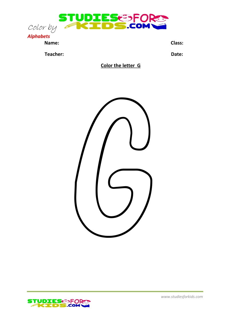 alphabet coloring pages by letters- letter G