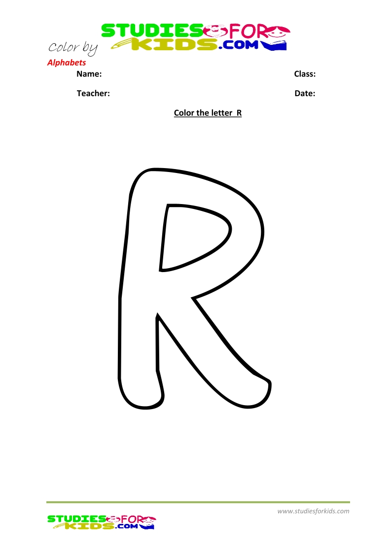 alphabet coloring pages worksheets for kindergarten- Letter R