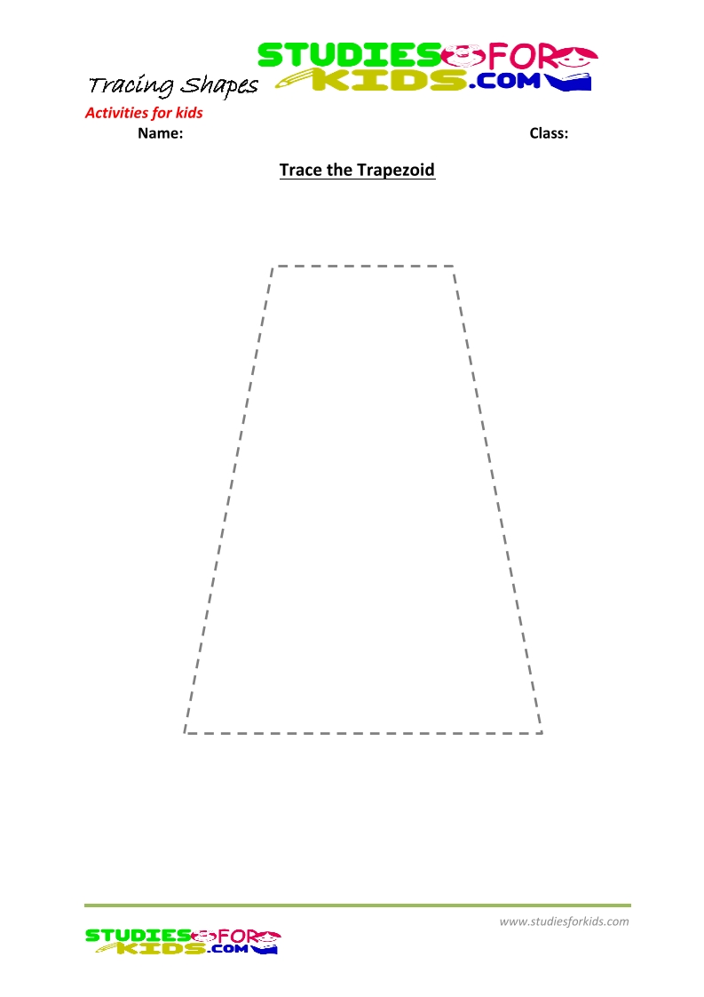 tracing shapes worksheet for kindergarten -Trapezoid