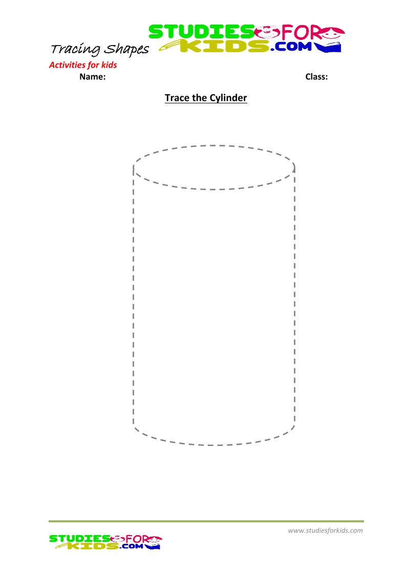 tracing shapes worksheet for kindergarten-  cylinder