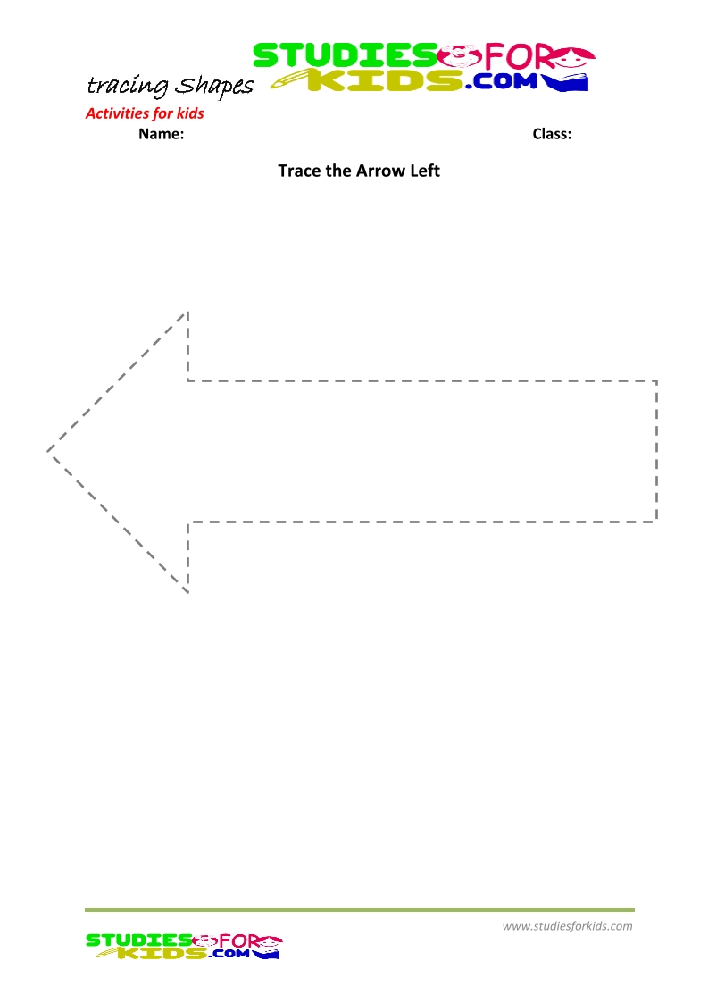 tracing shapes worksheet for kindergarten - Arrow left