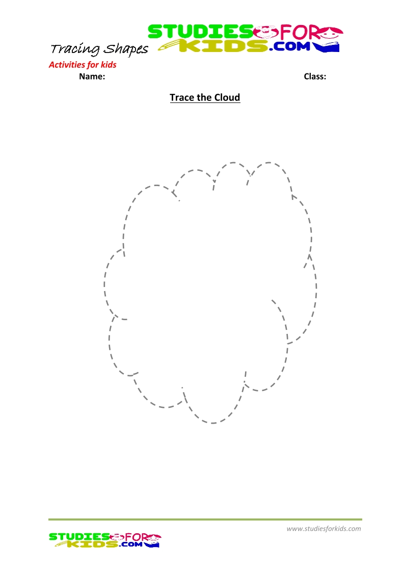 tracing shapes worksheet for kindergarten - the cloud