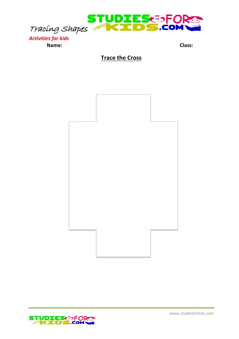 tracing shapes worksheet for kindergarten - the cross