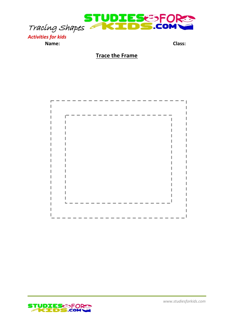 tracing shapes worksheet for kindergarten- trace the Frame