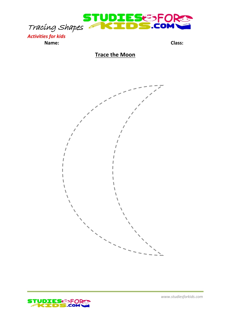 tracing shapes worksheet for kindergarten trace moon