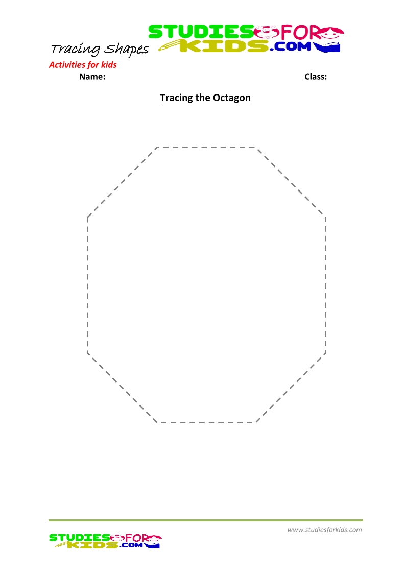 tracing shapes worksheet for kindergarten trace the octagon