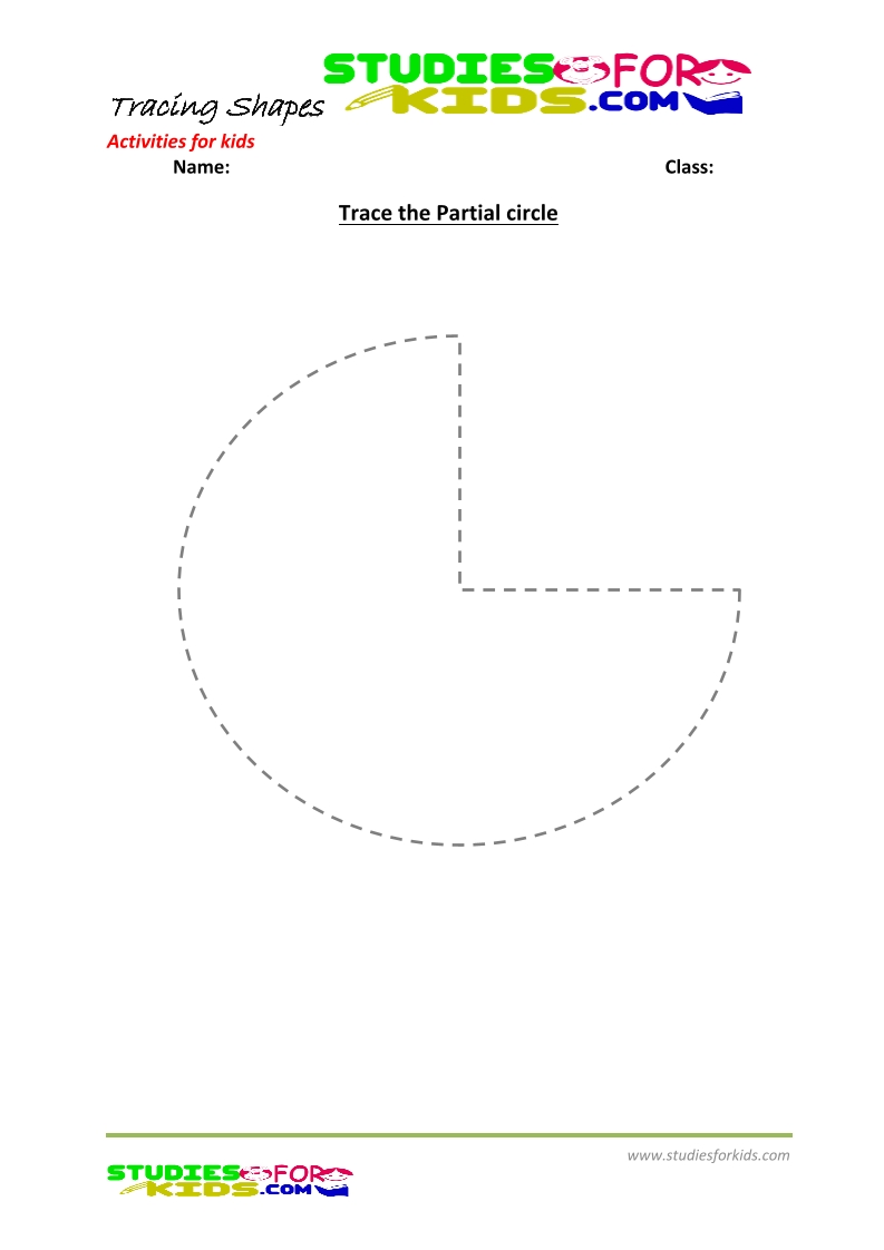 tracing shapes worksheet for kindergarten- trace partial circle