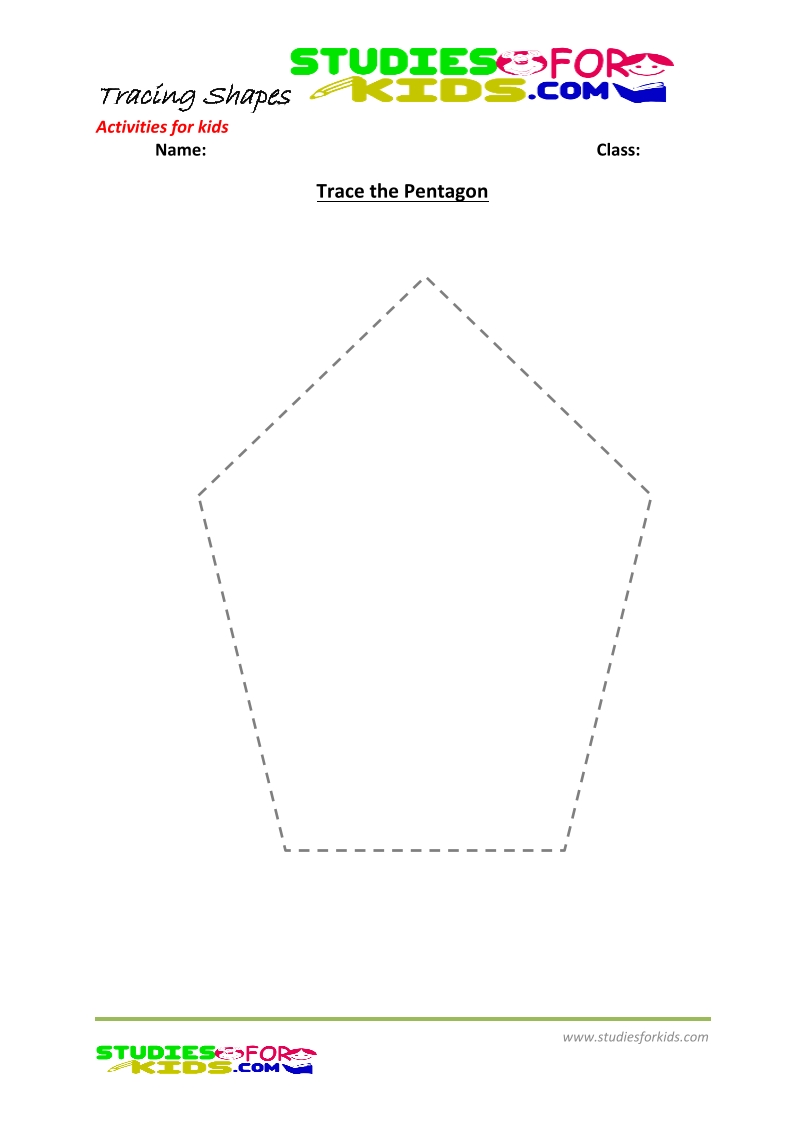 tracing shapes worksheet for kindergarten trace the pentagon