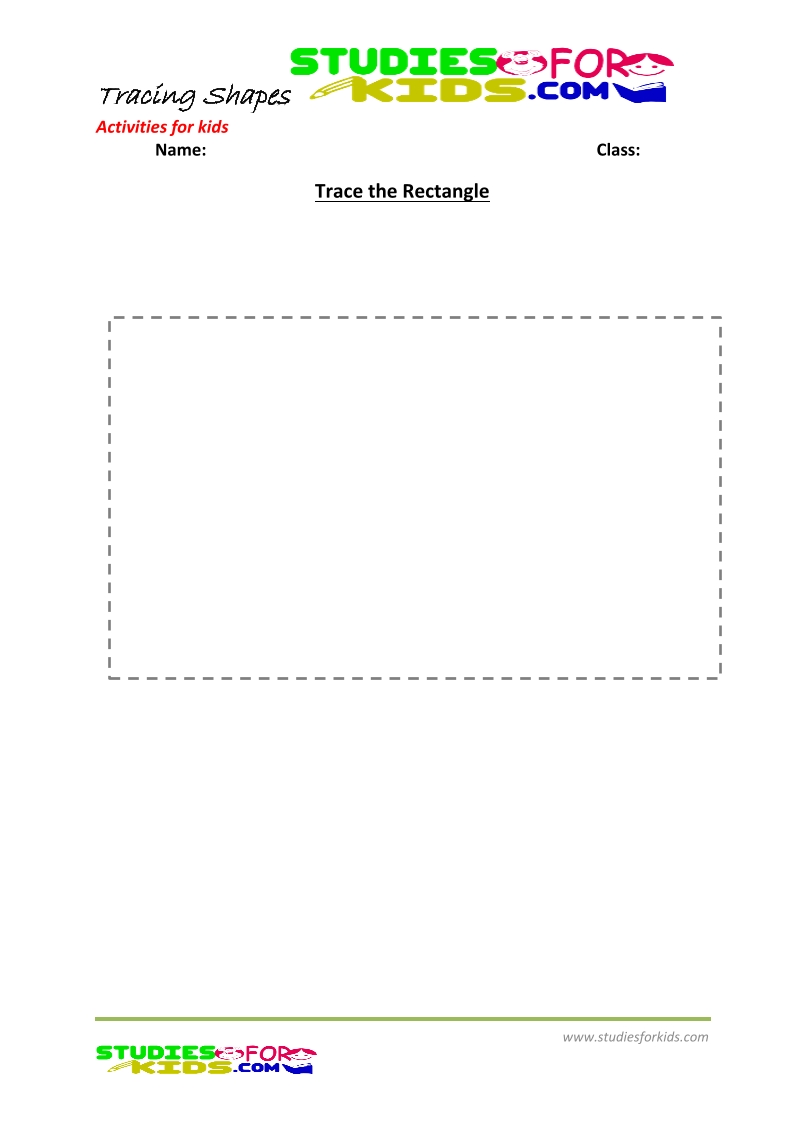tracing shapes worksheet for kindergarten trace the rectangle