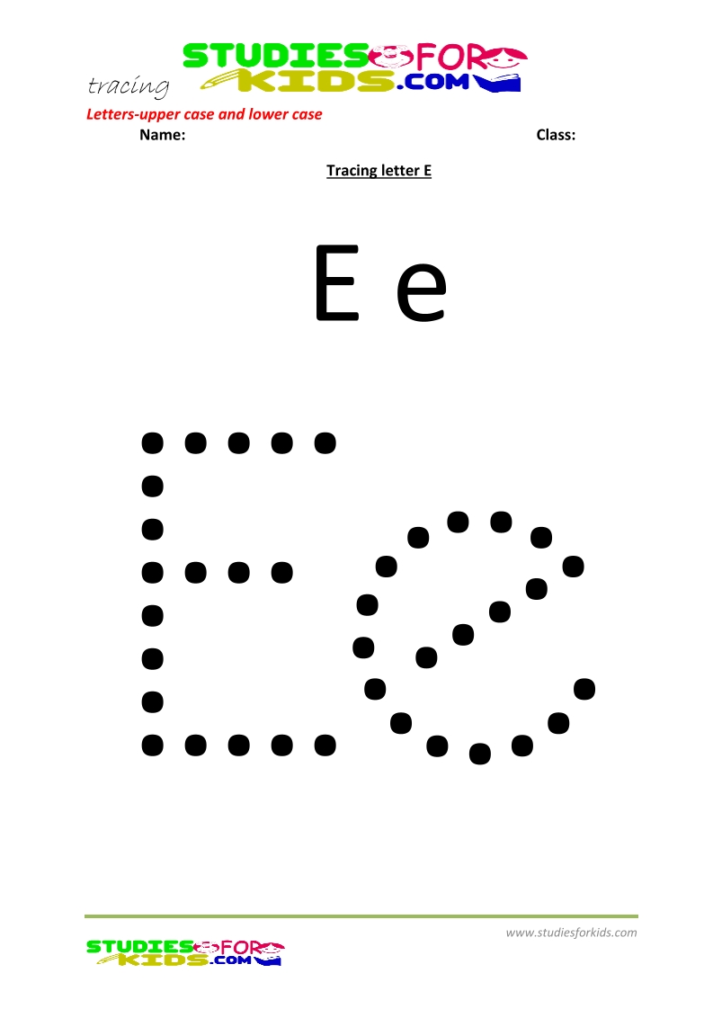 worksheets for tracing letters Letter upper and lower case  E .pdf