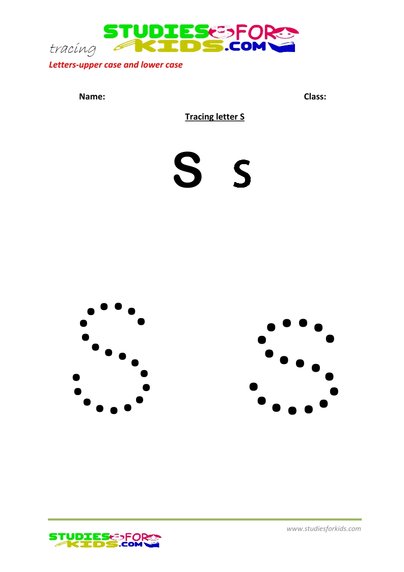 worksheets for tracing letters  upper and lower case S .pdf