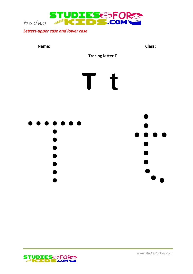 worksheets for tracing letters Capital and lower case  T .pdf