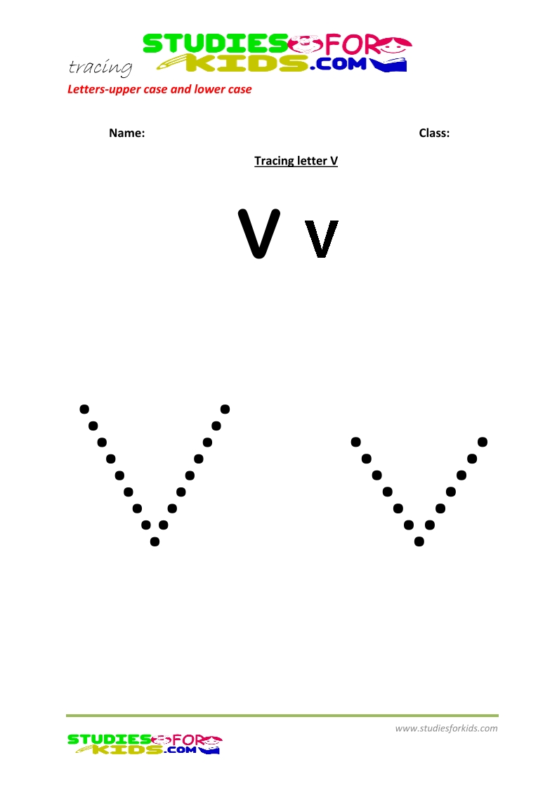 worksheets for tracing letters Capital and small letter V .pdf