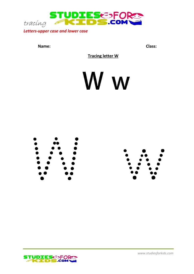 worksheets for tracing letters Capital and small letters W .pdf