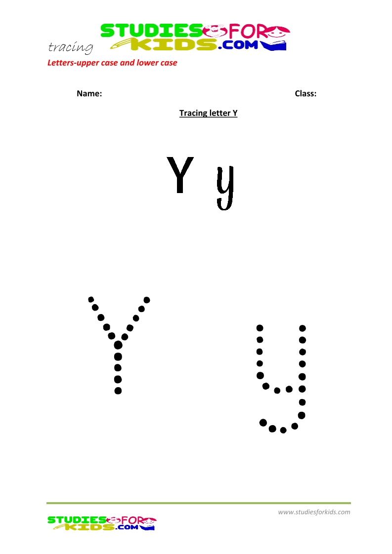 worksheets for tracing letters large and small letter Y .pdf