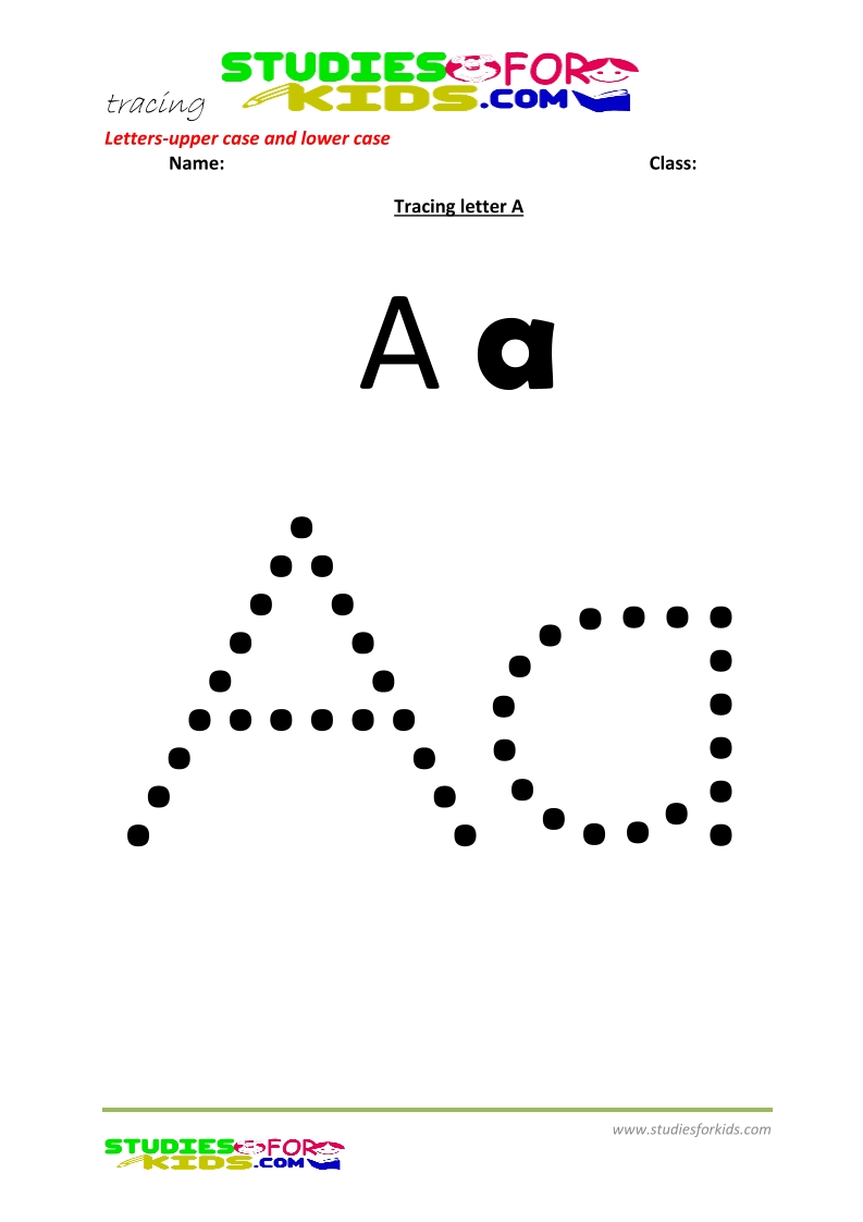 worksheets for tracing letters Letter upper and lower case  A .pdf