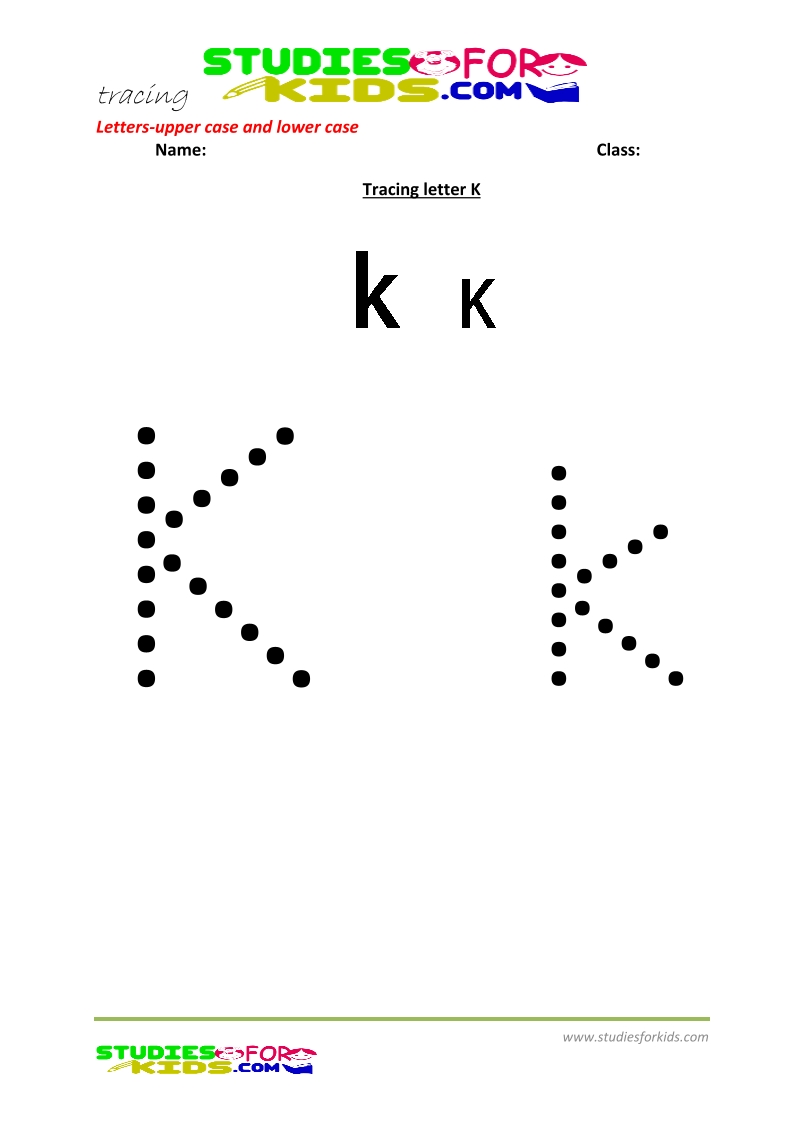 worksheets for tracing letters  upper and lower case  K .pdf