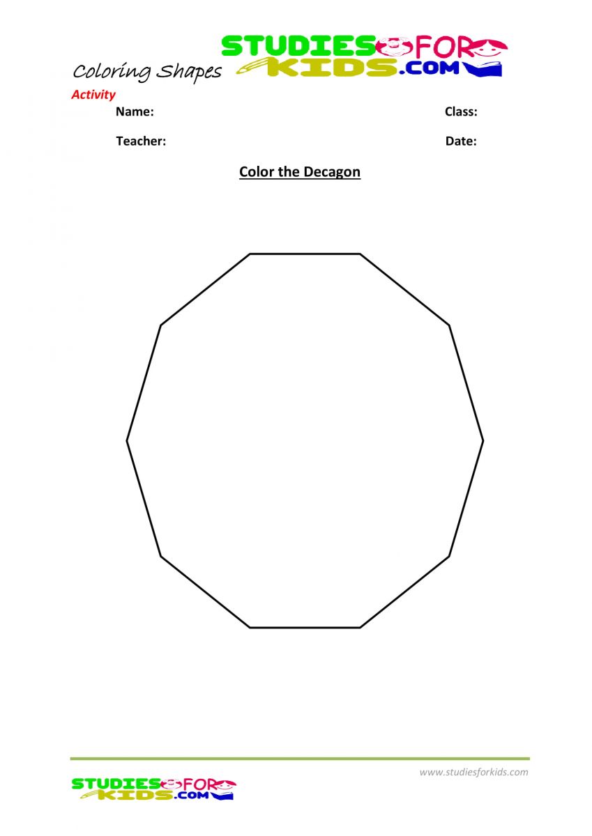 Preschool shapes coloring pages pdf-  Decagon