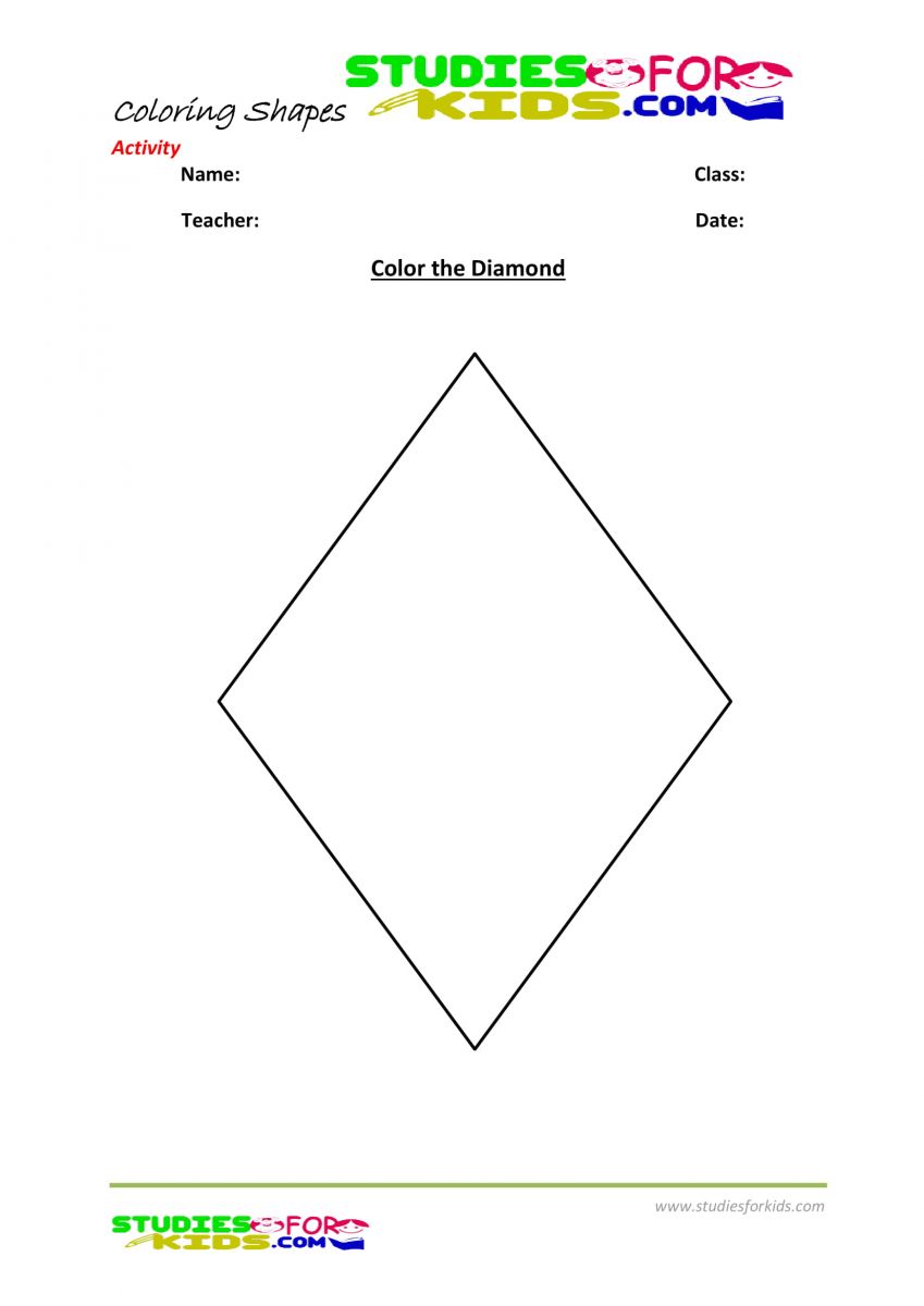 Preschool shapes coloring pages pdf- Diamond shape