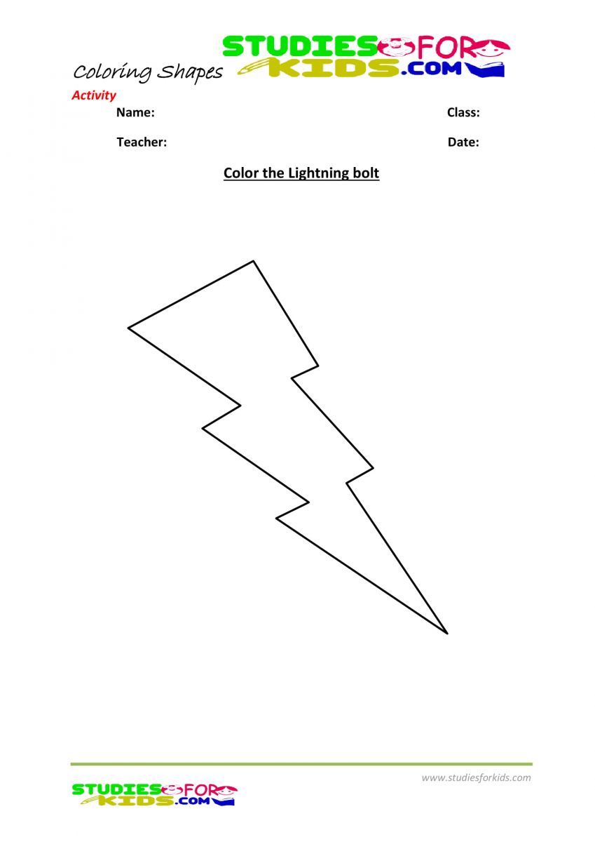 Preschool shapes coloring pages pdf- Lightning bolt