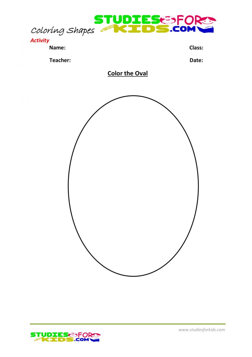 Preschool shapes coloring pages pdf- color the oval shape