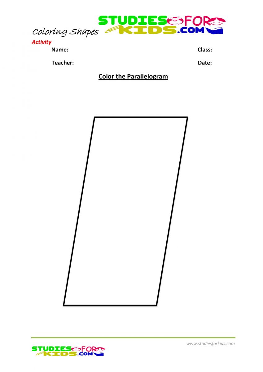 Preschool shapes coloring pages pdf- parallelogram