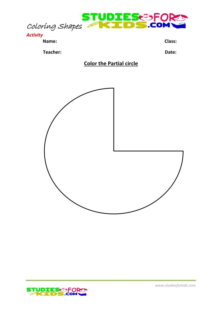 Preschool shapes coloring pages pdf- partial circle