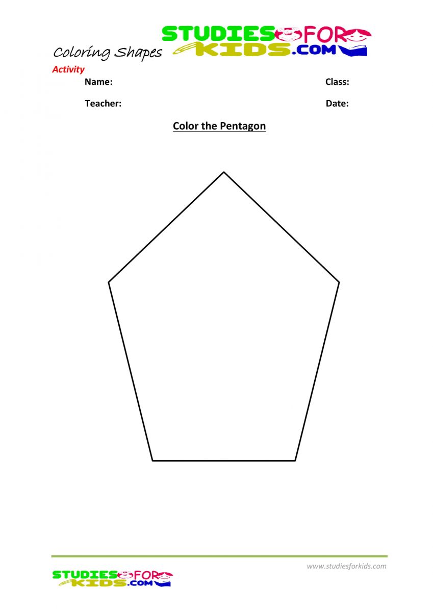 Preschool shapes coloring pages pdf- pentagon