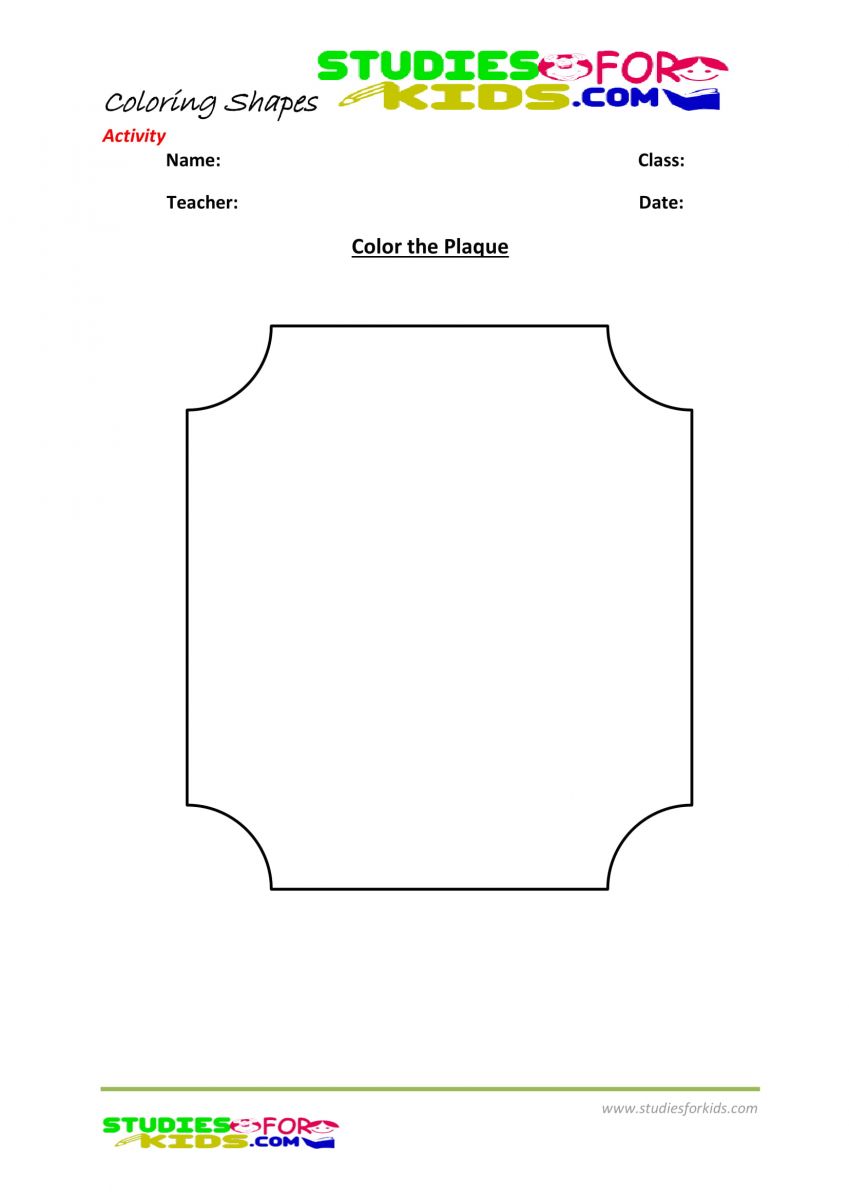 Preschool shapes coloring pages pdf- plaque