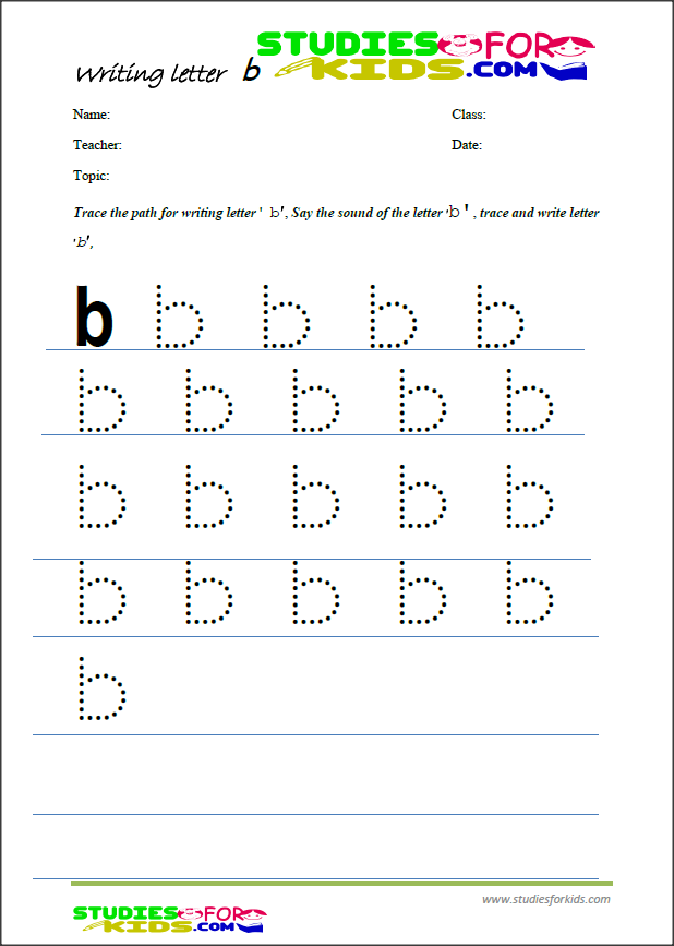 Free kindergarten writing worksheets printables PDF- letter b