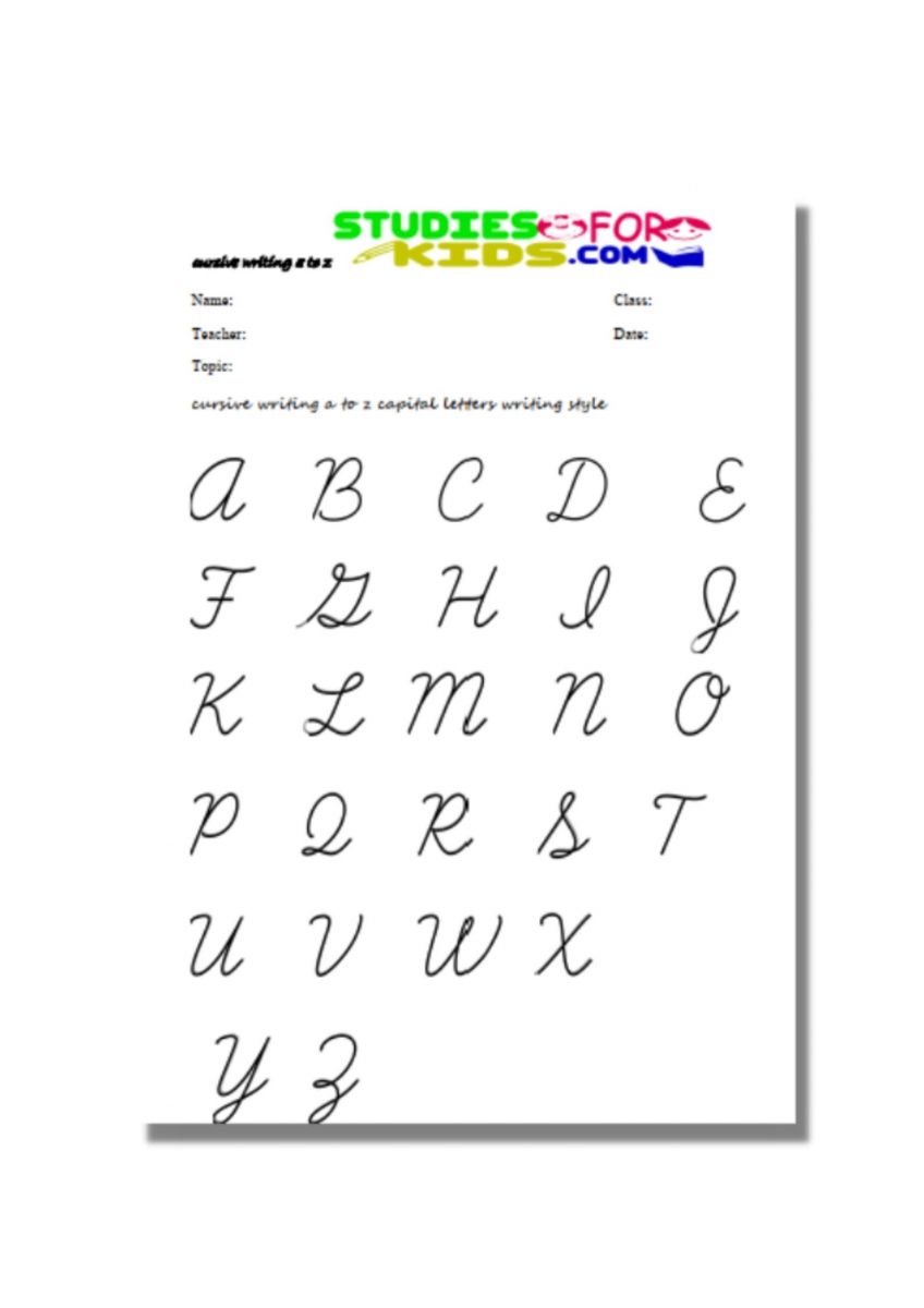 Free printable cursive writing worksheets capital letters pdf writing style