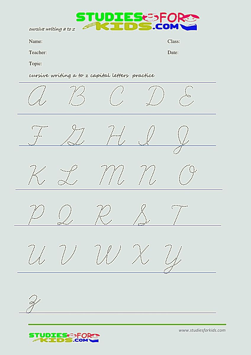 Free printable cursive alphabet capital letters worksheet pdf