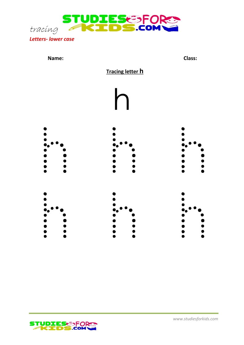 Tracing letters worksheets free Letter - small letters h .pdf