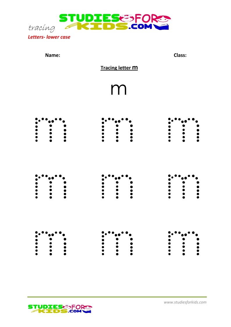 Tracing letters worksheets free Letter - small letters m .pdf