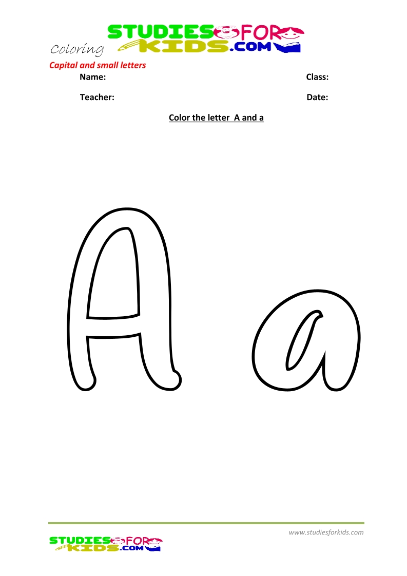 abc coloring pages pdf capital and small letters- Letter a