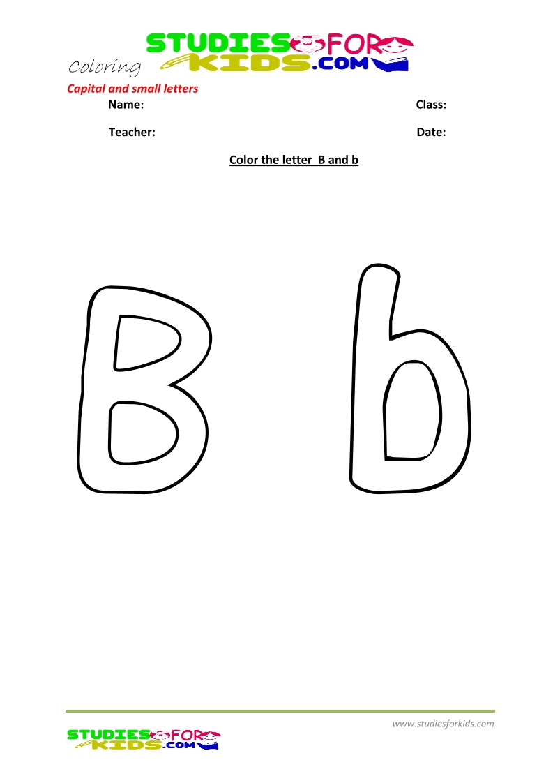 abc coloring pages pdf capital and small letters- Letter b
