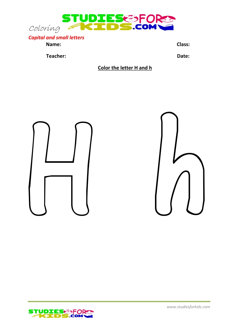 abc coloring pages pdf capital and small letters- Letter h