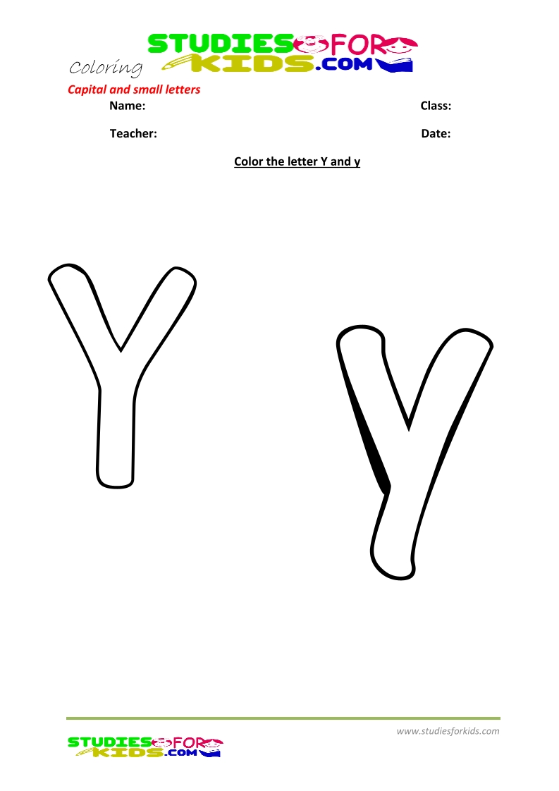 abc coloring pages pdf capital and small letters- Letter y