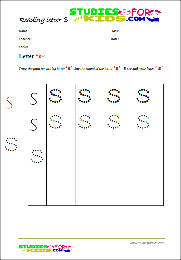 alphabet writing practice worksheet letter s