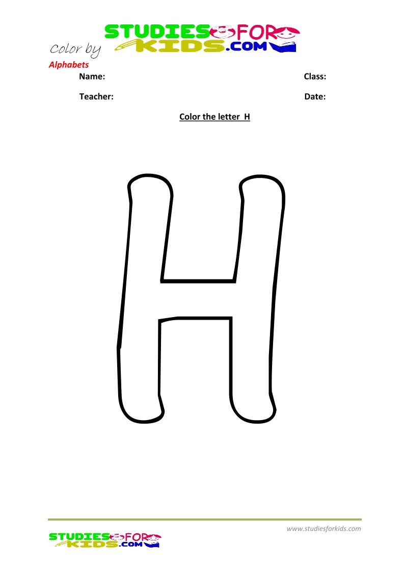 alphabet plain letter coloring pages - letter H