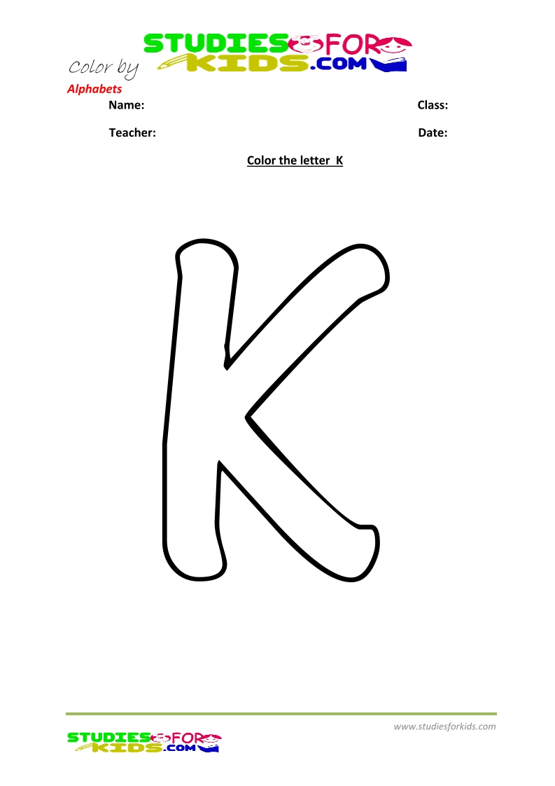 alphabet coloring pages worksheets for kindergarten - letter K