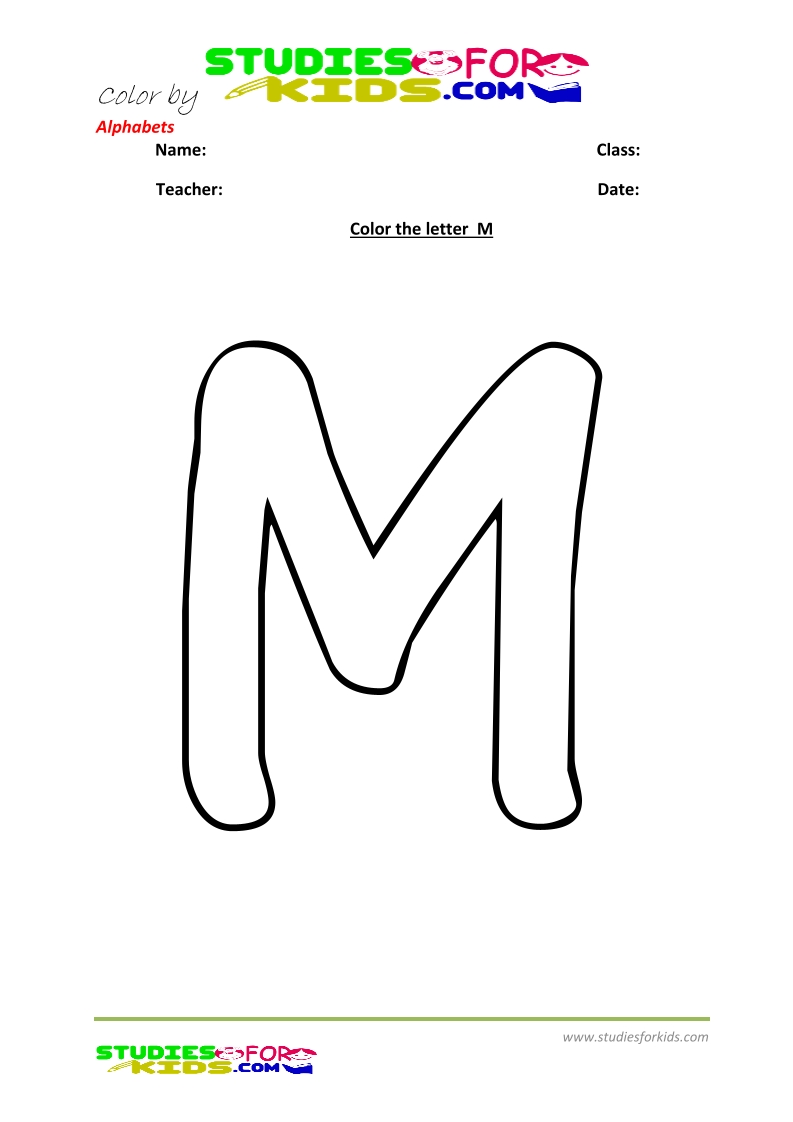 alphabet coloring worksheets for kindergarten- letter M