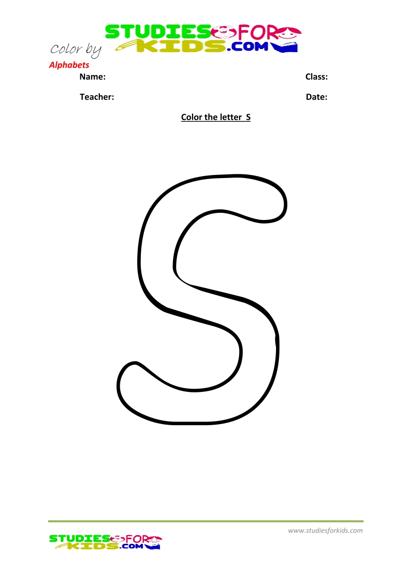 alphabet coloring pages worksheets for kindergarten- letter S