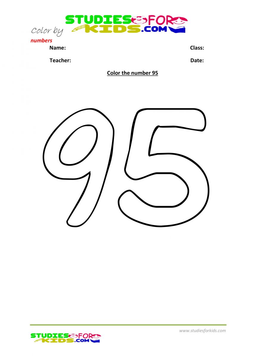 color by numbers Preschool printable worksheet  95