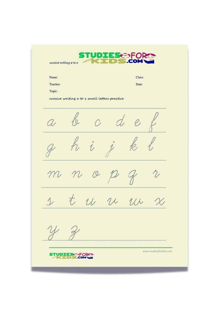 free cursive alphabets  small letters worksheet pdf printable download