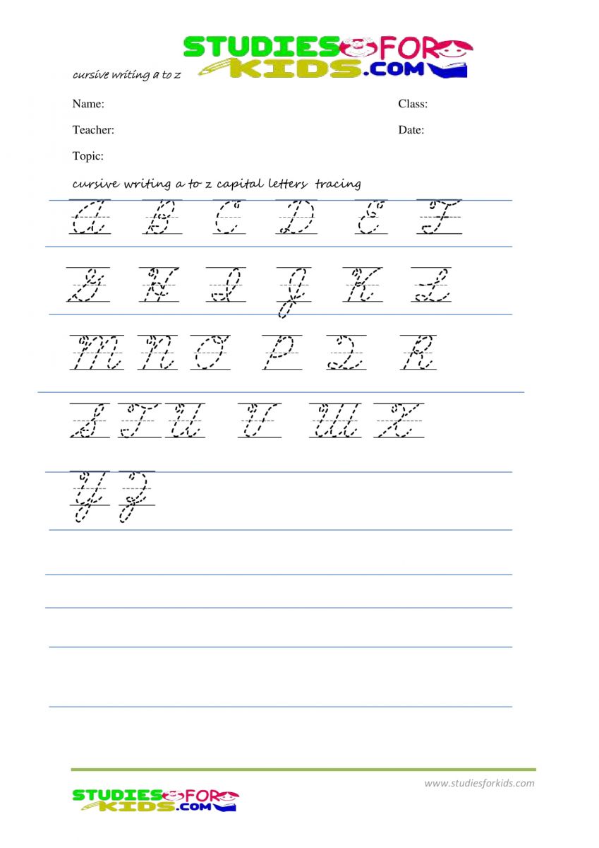 Cursive writing a to z capital and small letters pdf tracing small letters