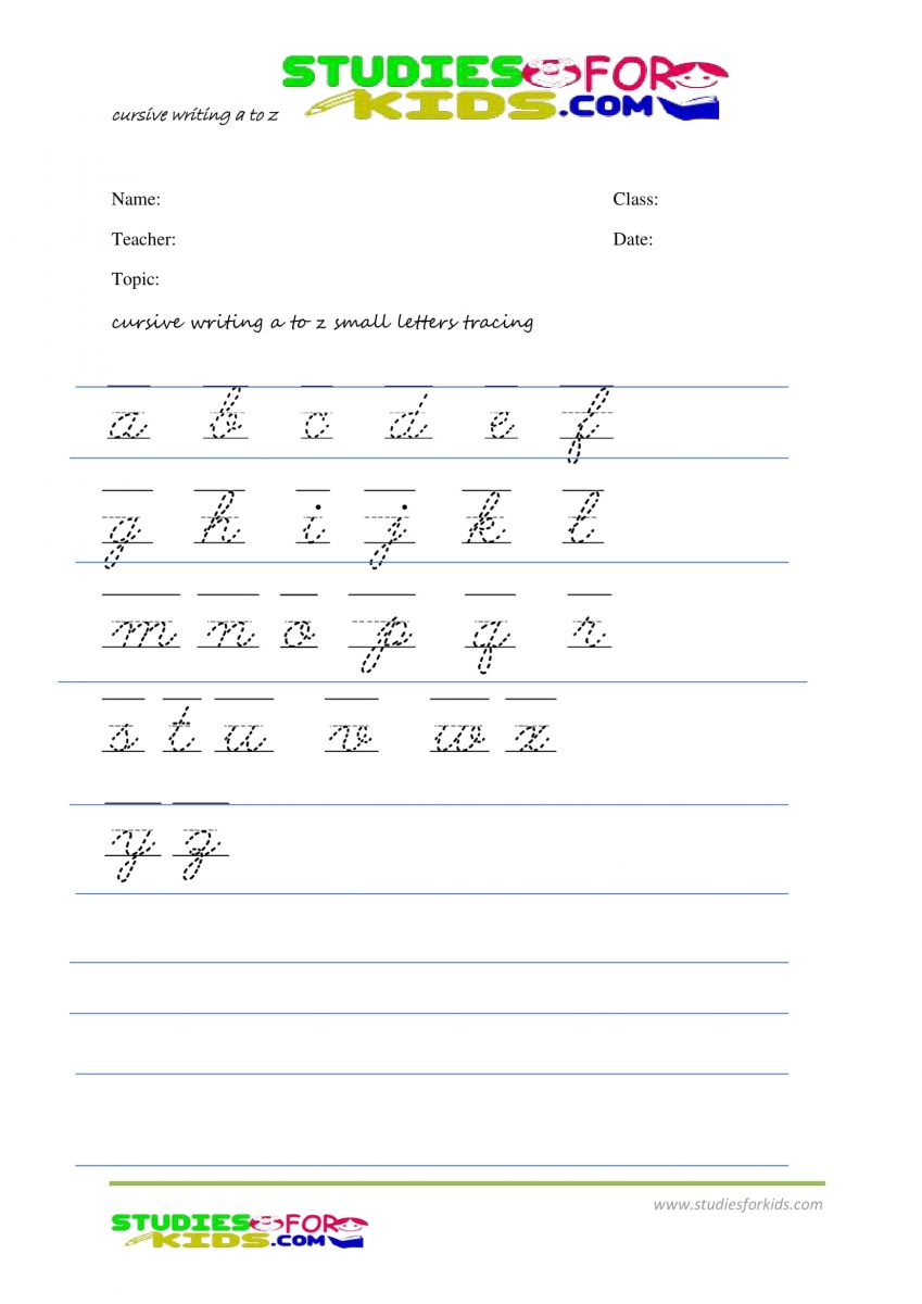 Cursive writing a to z capital and small letters pdf handwriting tracing small letters