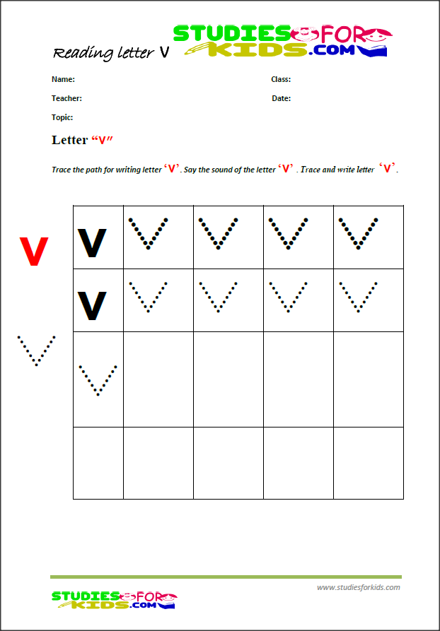 free handwriting practice writing worksheet-letter V