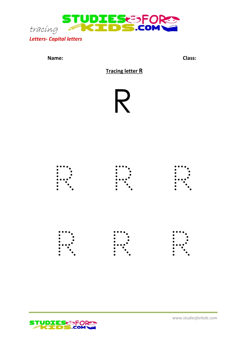 Free printable preschool worsheets tracing letters upper case - R .pdf